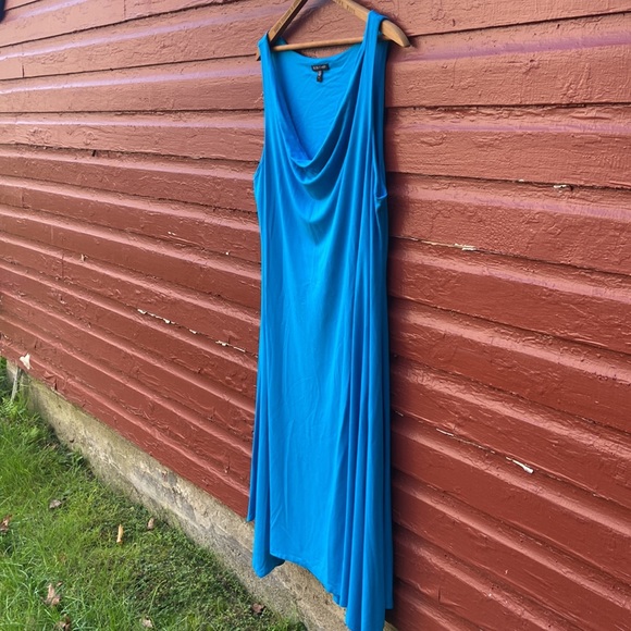 Eileen Fisher Sleeveless Cowl-Neck Jersey Dress in Bright Blue Women's Size L - Picture 10 of 10